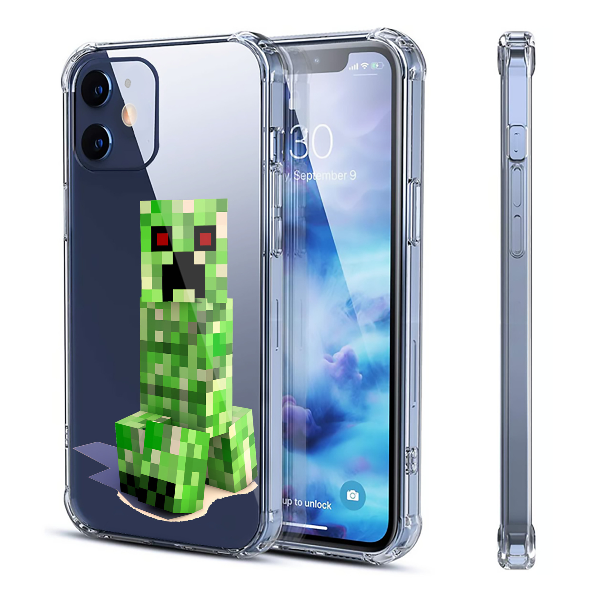 （画像用） マインクラフト ブロックの世界 Minecraft MC Block world 【iPhone 12シリーズ対応】透明スマホケース（クリアソフトケース）